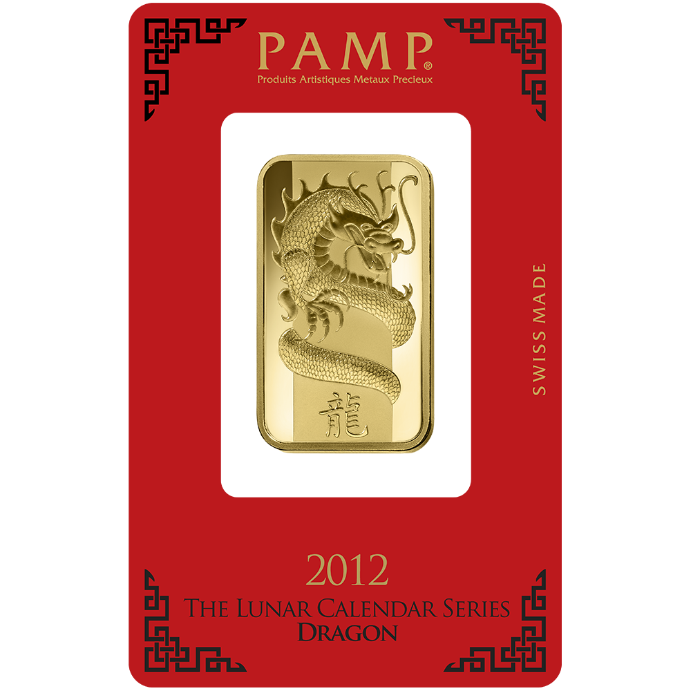 1 oz Minted Gold bar Pamp Dragon