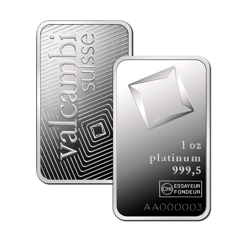 1 oz Minted Platinum bar Valcambi