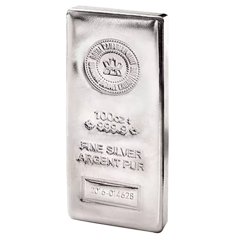 100 oz Silver bar Royal Canadian Mint