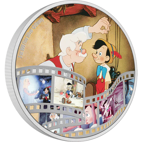 3 oz 2022 Niue Disney Cinema Masterpieces Pinocchio Silver Coin