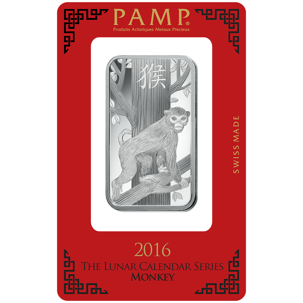 1 oz Minted Silver bar Pamp Monkey