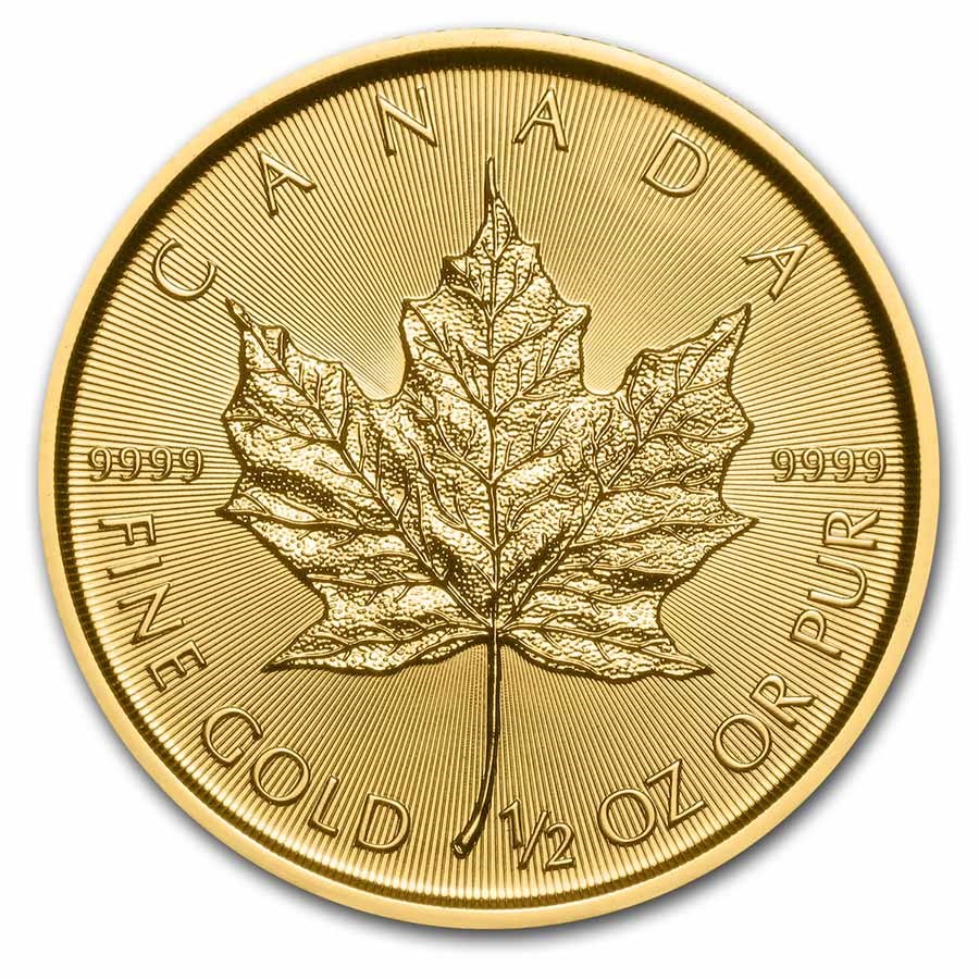 1/2 oz Canadian Gold Maple Leaf Coin (Random Year)