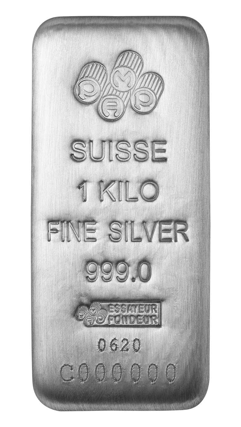 1 Kilo Cast Silver bar Pamp