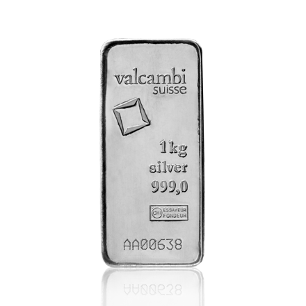 1 Kilo Cast Silver bar Valcambi