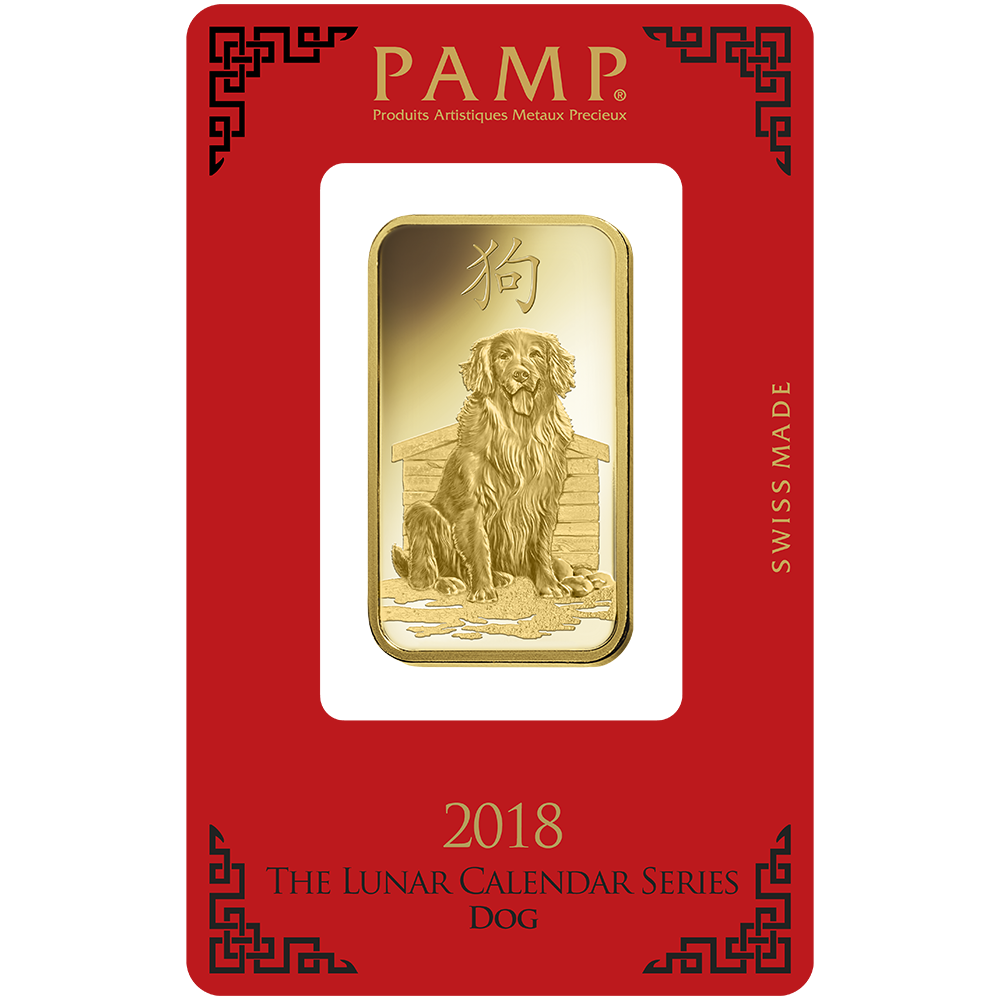 1 oz Minted Gold bar Pamp Dog