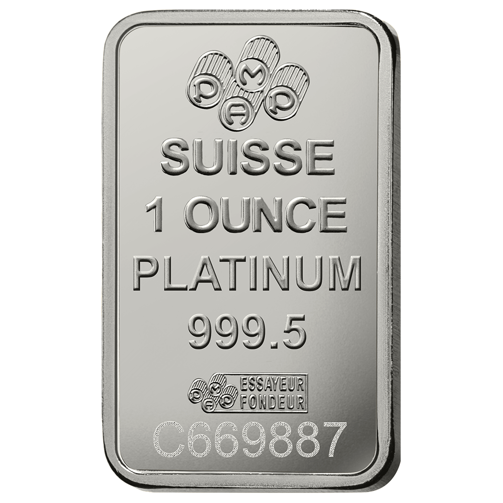 1 oz Minted Platinum bar Pamp Fortuna