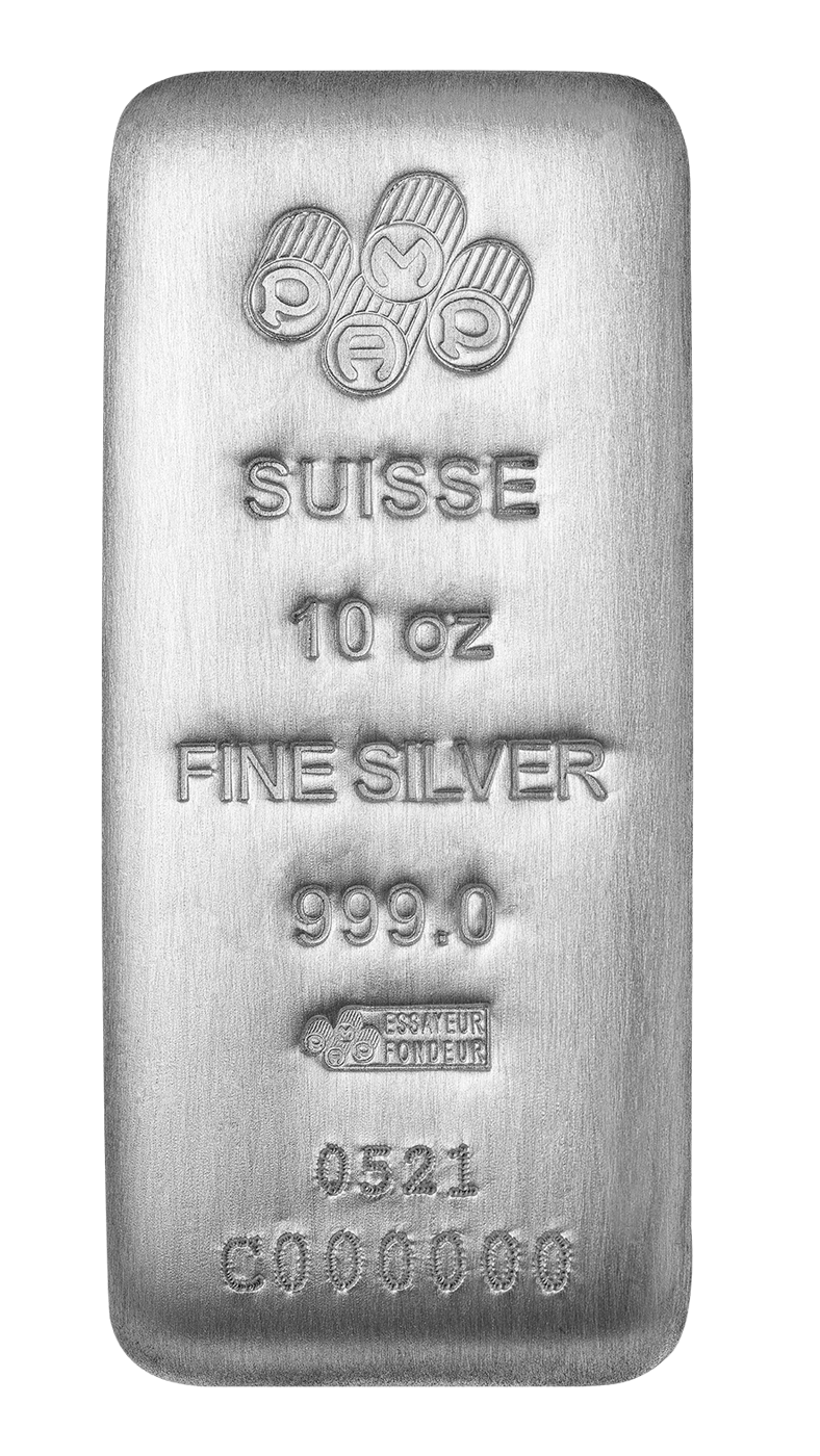 10 oz Cast Silver bar Pamp