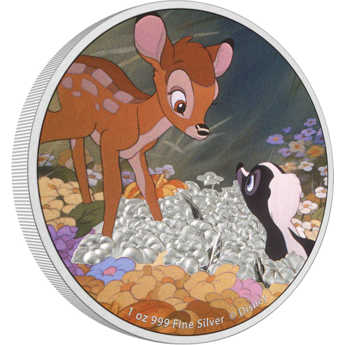 1 oz 2022 Niue Disney Bambi 80th Anniversary Bambi and Flower Silver Coin