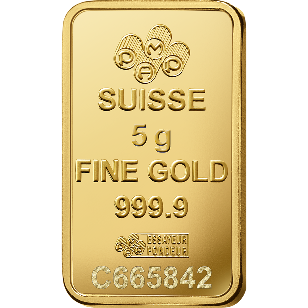 5 g Minted Gold bar Pamp Fortuna