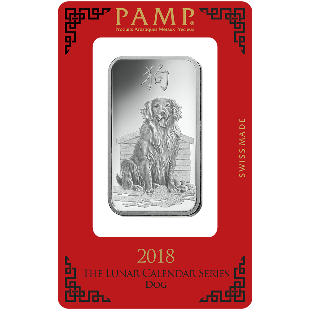 1 oz Minted Silver bar Pamp Dog