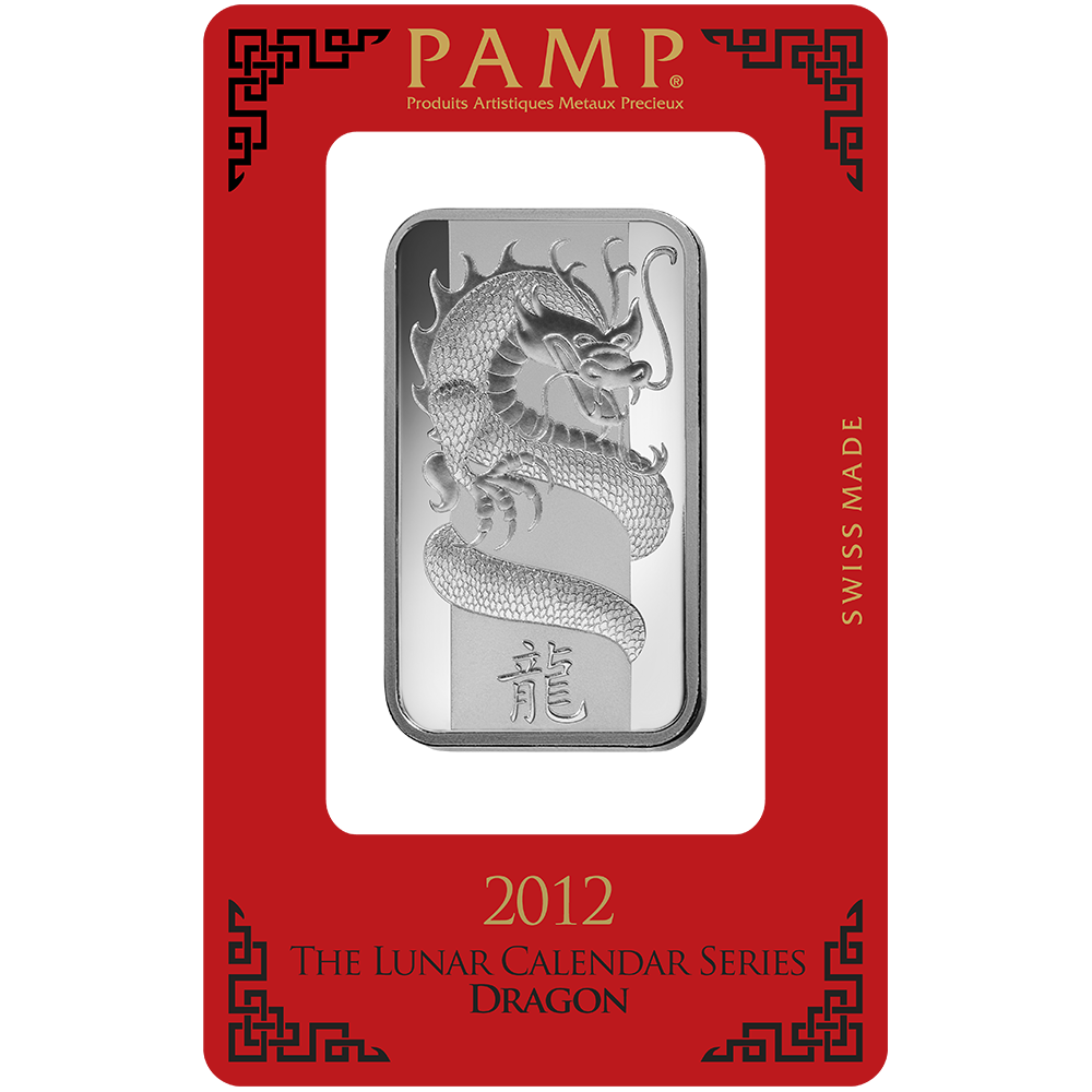 1 oz Minted Silver bar Pamp Dragon