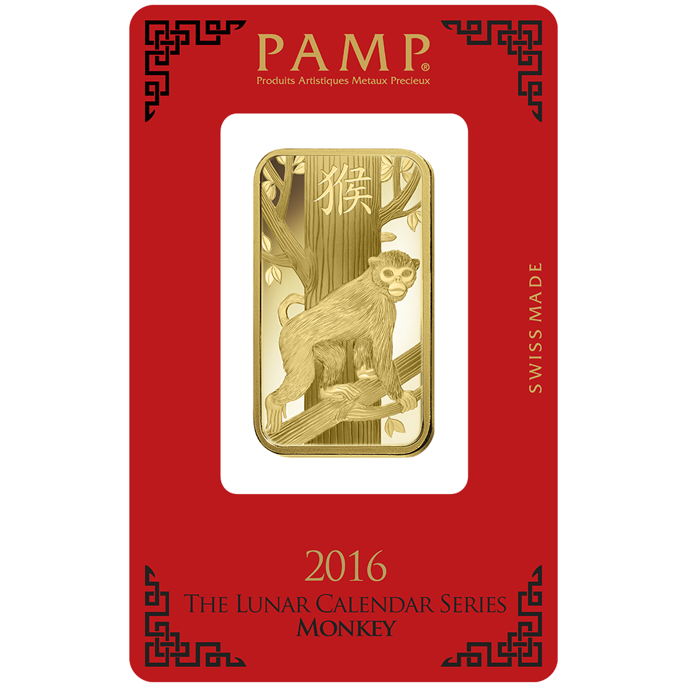 1 oz Minted Gold bar Pamp Monkey