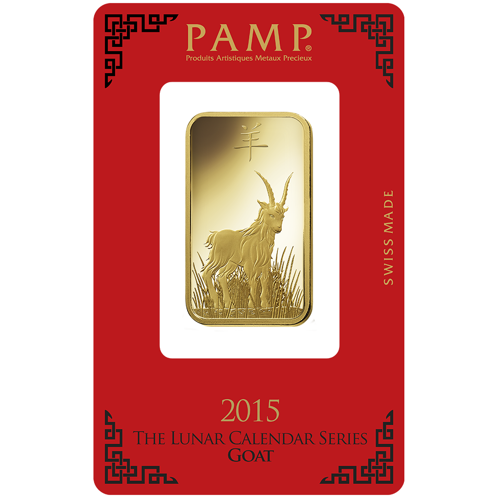 1 oz Minted Gold bar Pamp Goat