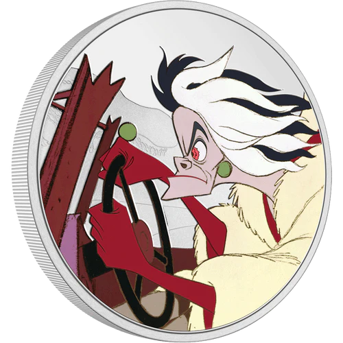 1 oz 2022 Niue Disney 101 Dalmatians Cruella De Vil Silver Coin