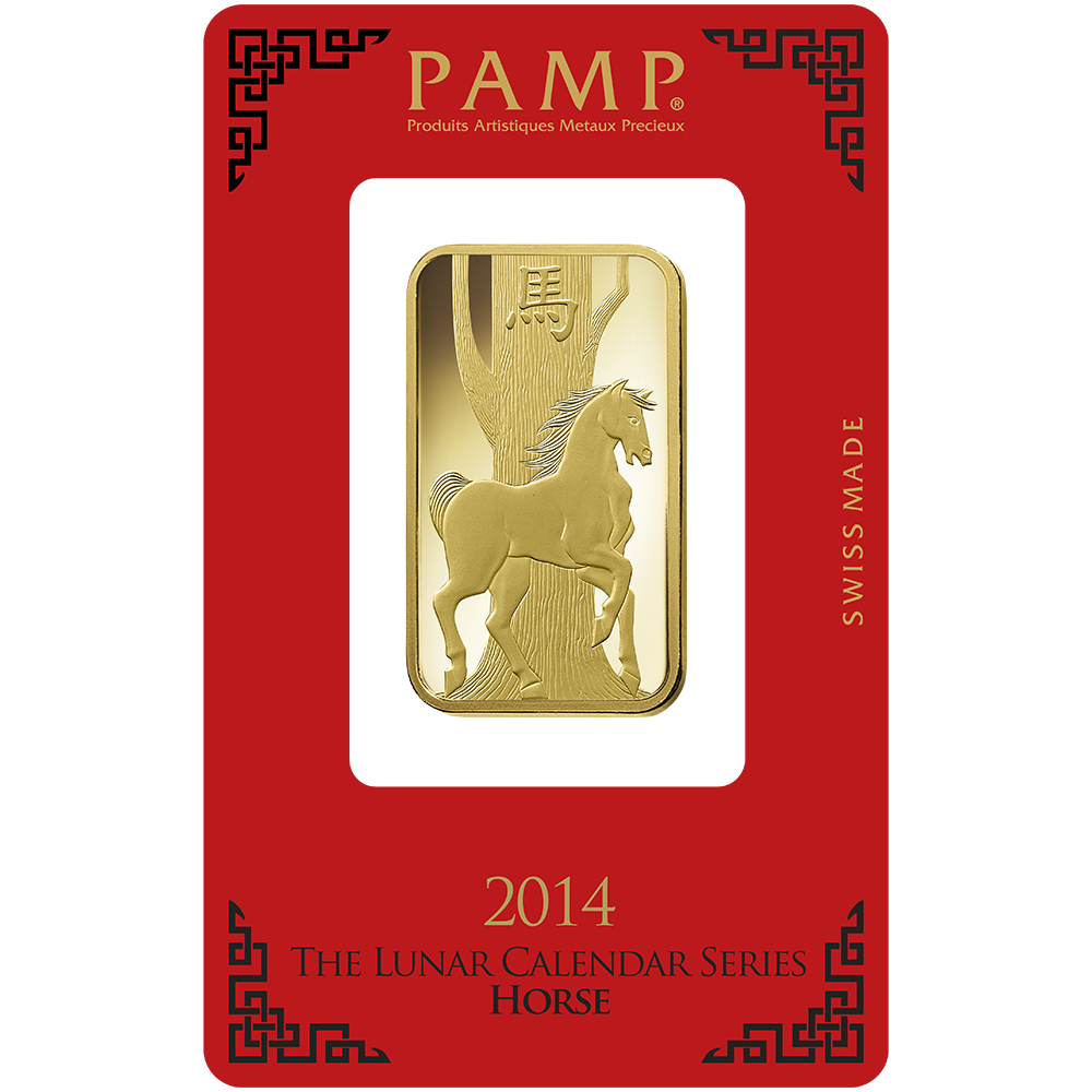 1 oz Minted Gold bar Pamp Horse