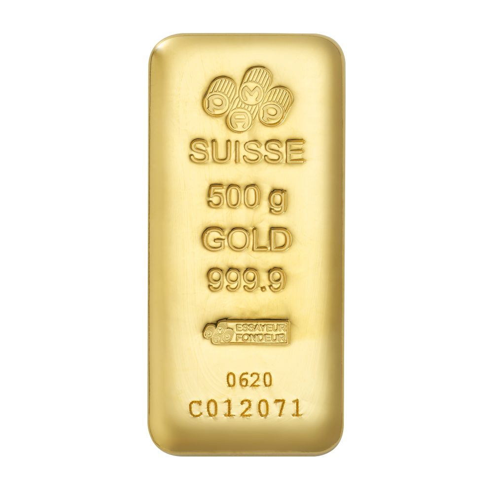 500 g Cast Gold bar Pamp