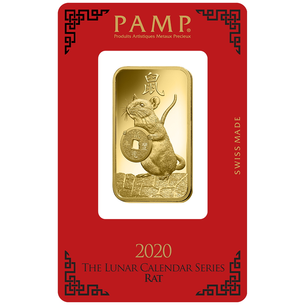 1 oz Minted Gold bar Pamp Rat